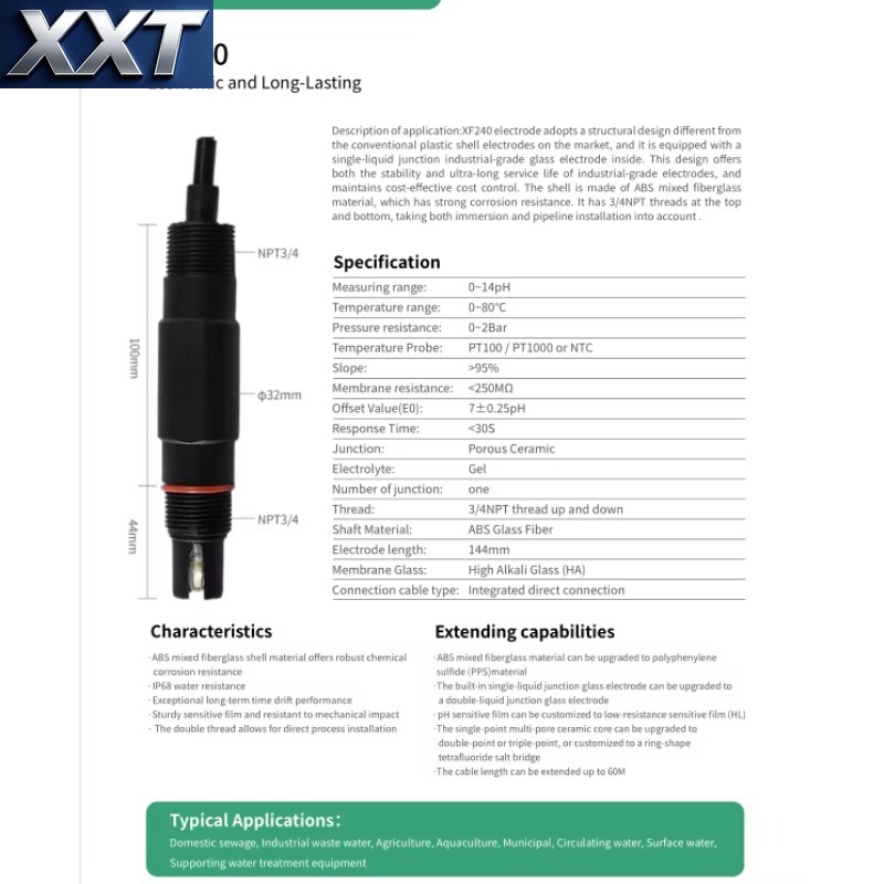 Ph Meter - XXT XF240 산업용 pH 전극 센서