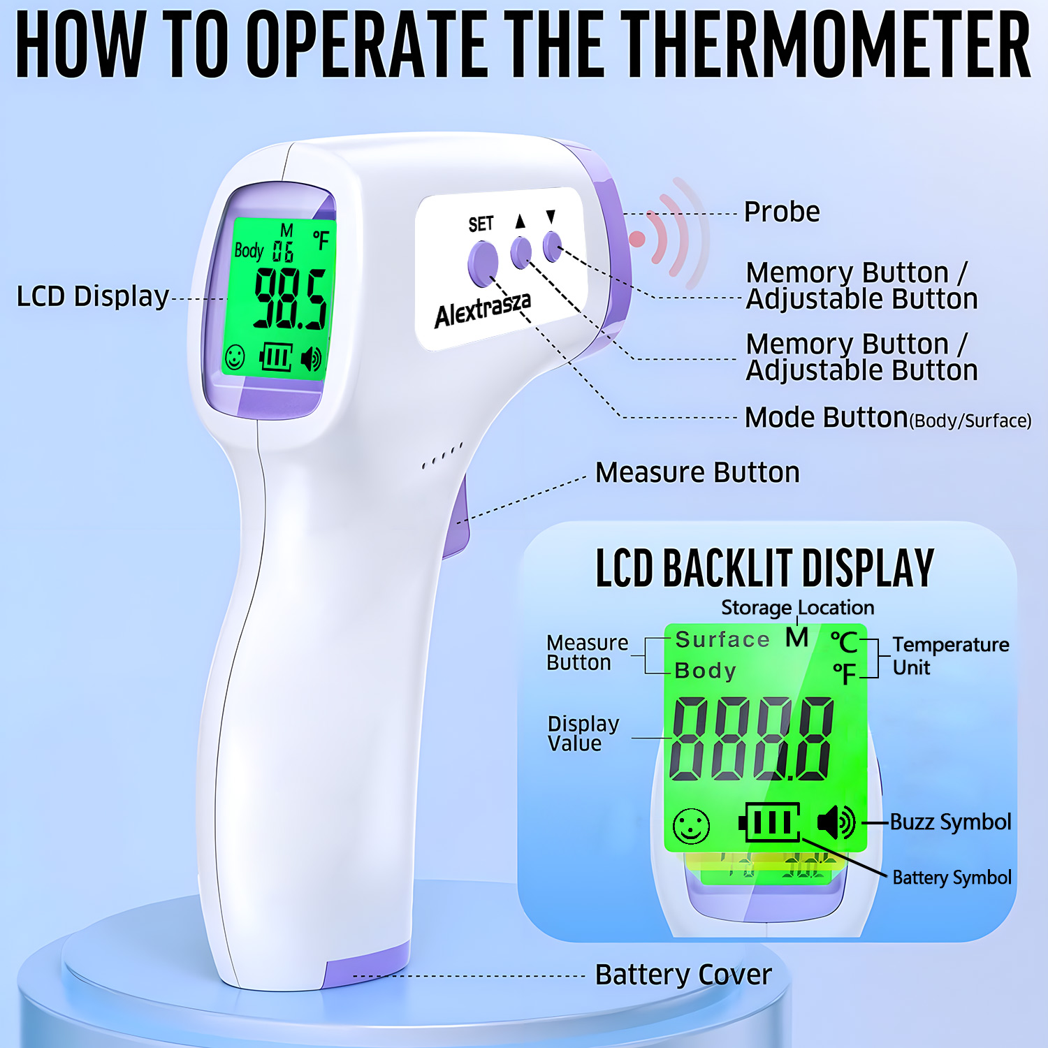Digital Thermometer Infrared - 휴대용 이마 디지털 온도계 비접촉 적외선