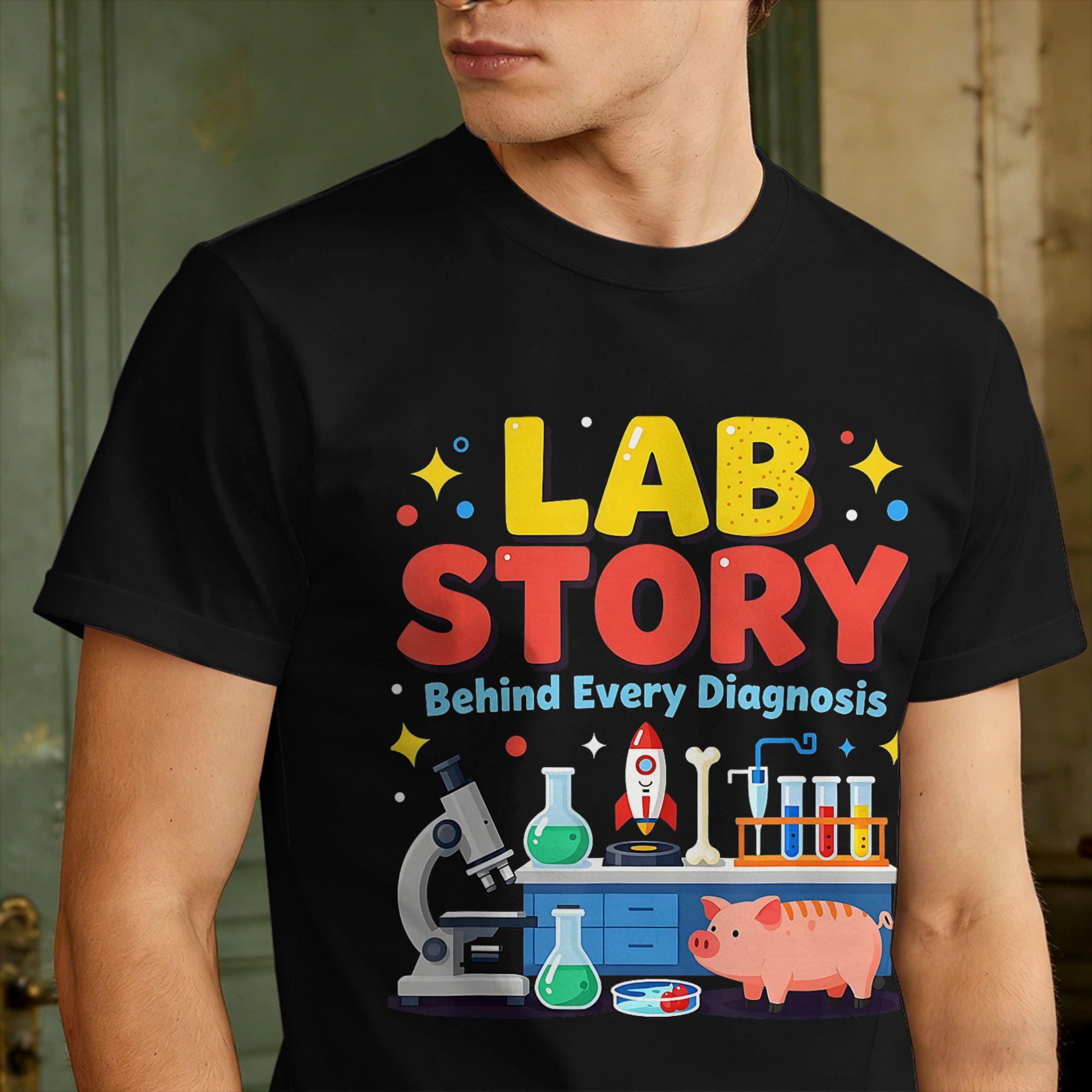 남성용 의료 실험실 기술자 팀 랩 스토리 위크 티셔츠  - Medical Lab Technician 리뷰 및 가격